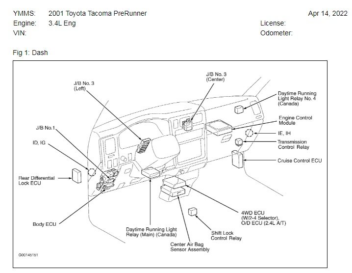 2001 power lock relay location??? | Tacoma World