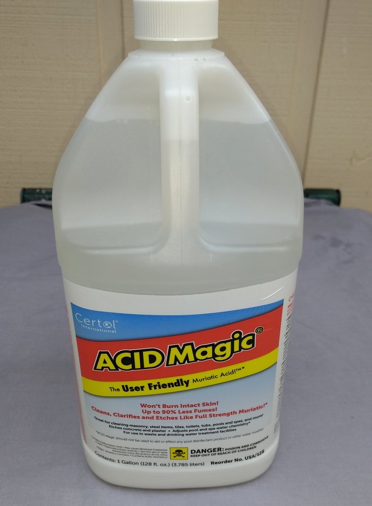 Muriatic acid for cleaning rusty car parts. World