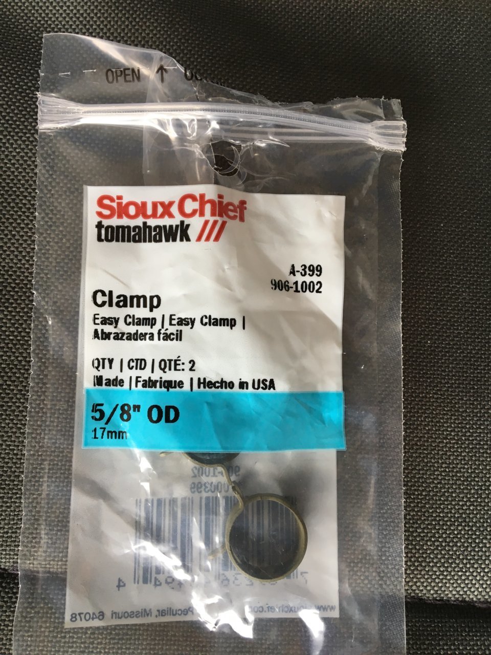 Sioux Chief 3/8 inch OD Hose Clamp Easy (2-Pack)