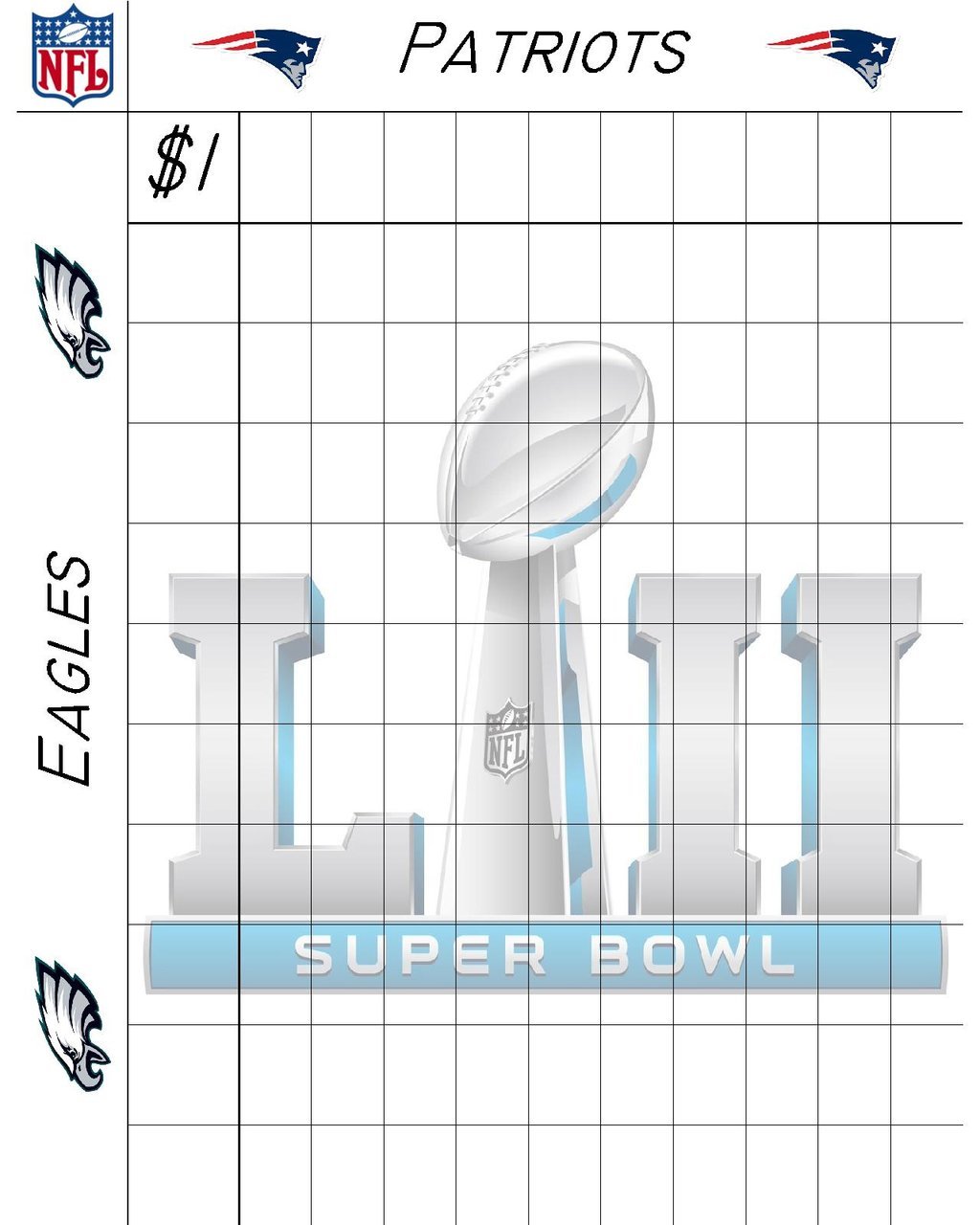 Super Bowl Squares Template World