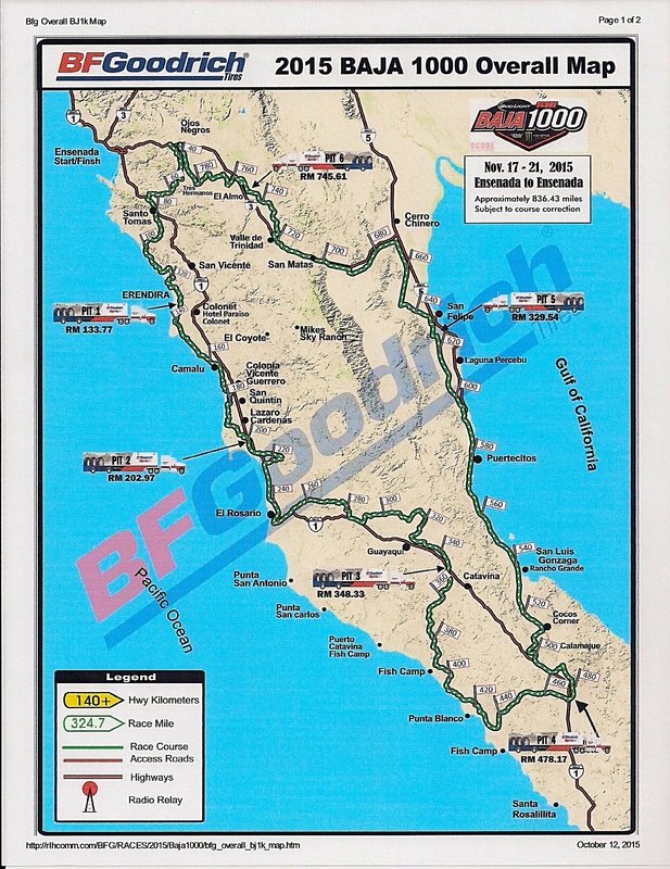 2015 BAJA 1000 COURSE MAP (Nov. 20-21) 840 miles | Tacoma World