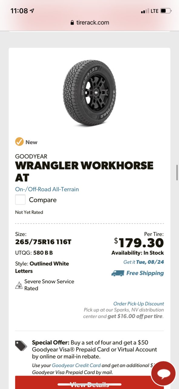 Goodyear wrangler workhorse. Has Anyone tried these? | Tacoma World