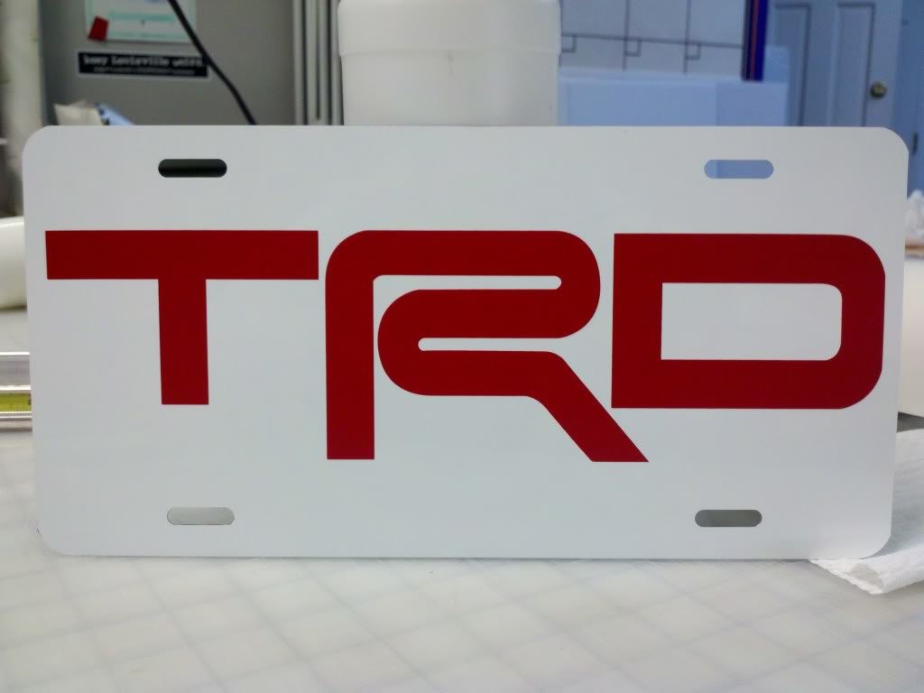 TRD Toyota Racing Development Plastic License Plate Tag Vanity Red