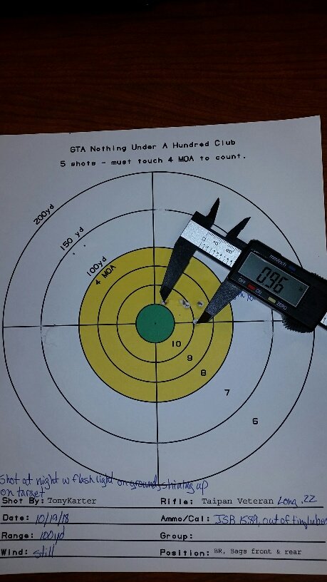 20181019 - 100 yd, at night w zebralight, Taipan Vet Long 22, JSB 15.89, .96 ctc.jpg