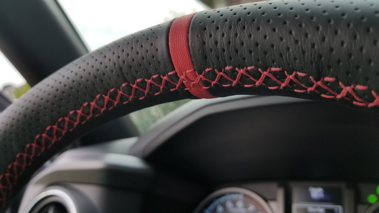 Installed new stitched leather steering wheel cover World