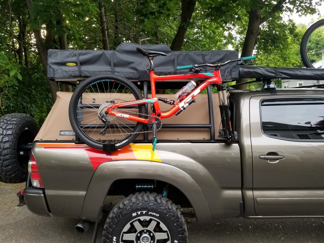 Truck bed shop side bike mount