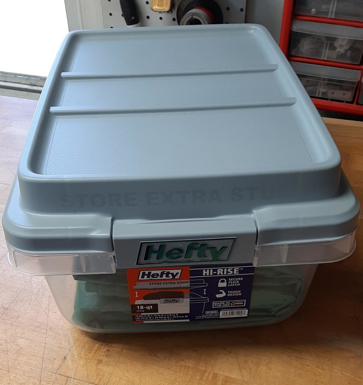 Hefty 18qt Plastic Storage Bin With Gray Hi-rise Stackable Lid : Target