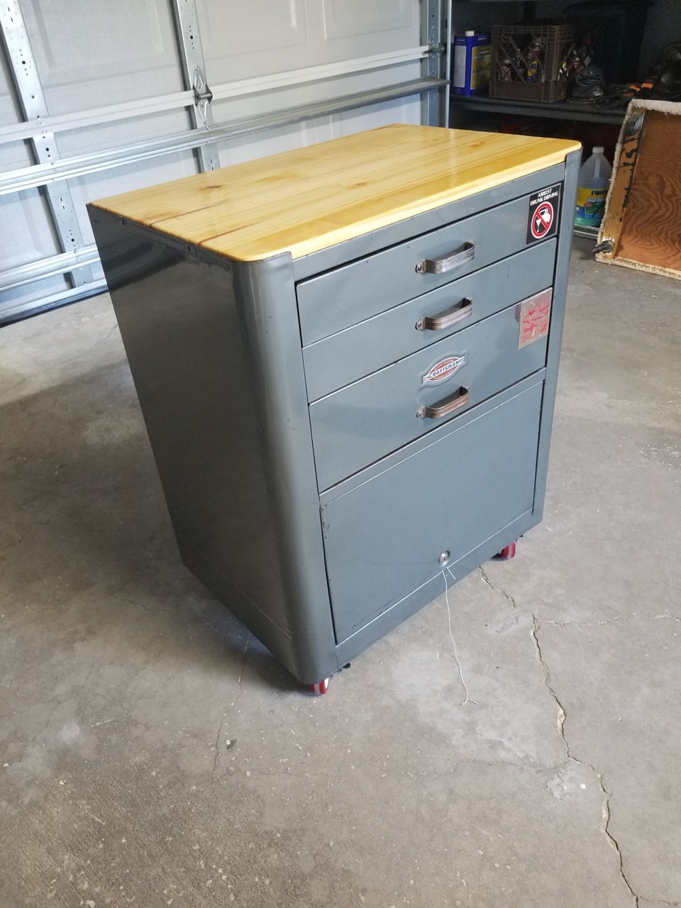 Vintage craftsman rolling tool shop box