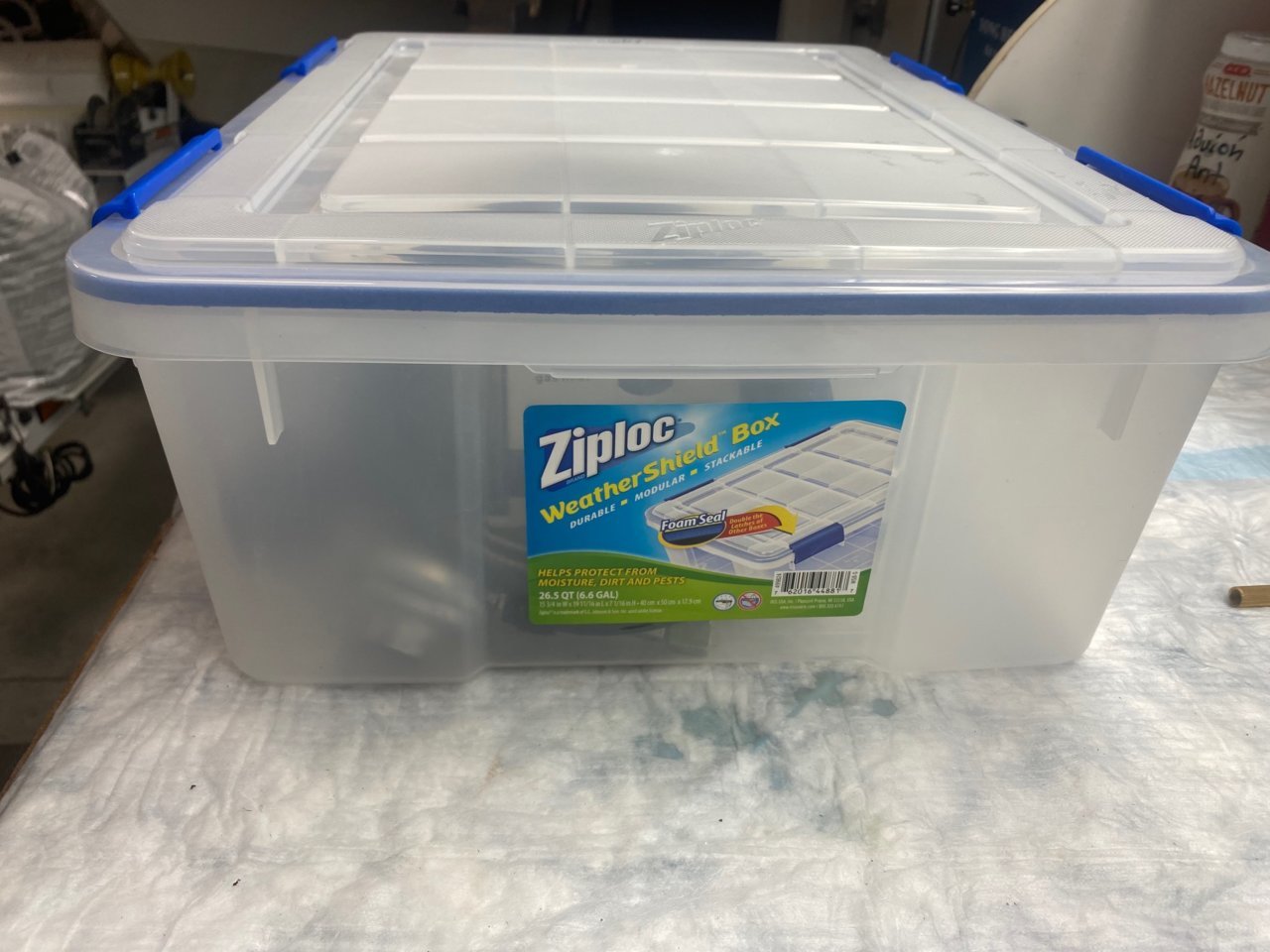 20220309 - Hot water heater in ZipLoc 26 quart Weatherseal storage container.jpg