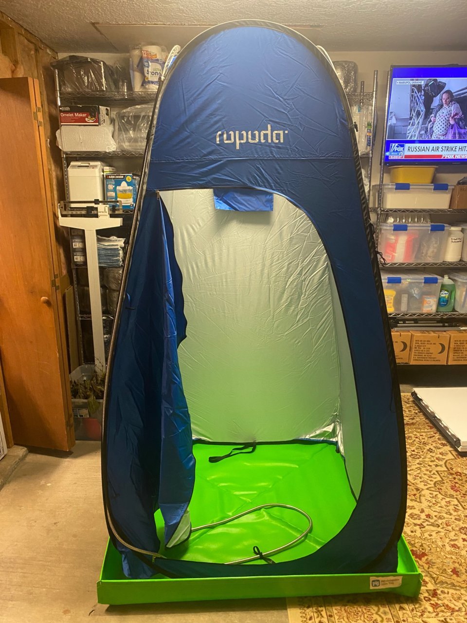 20220309 - Shower tent with New Pig 48 x48 spill tray.jpg