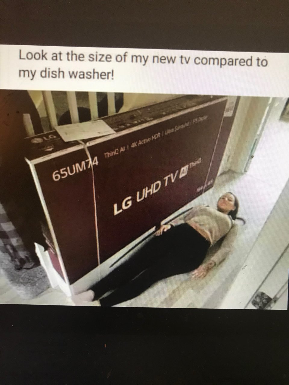 Look at the size of my new tv compared to my dishwasher - iFunny