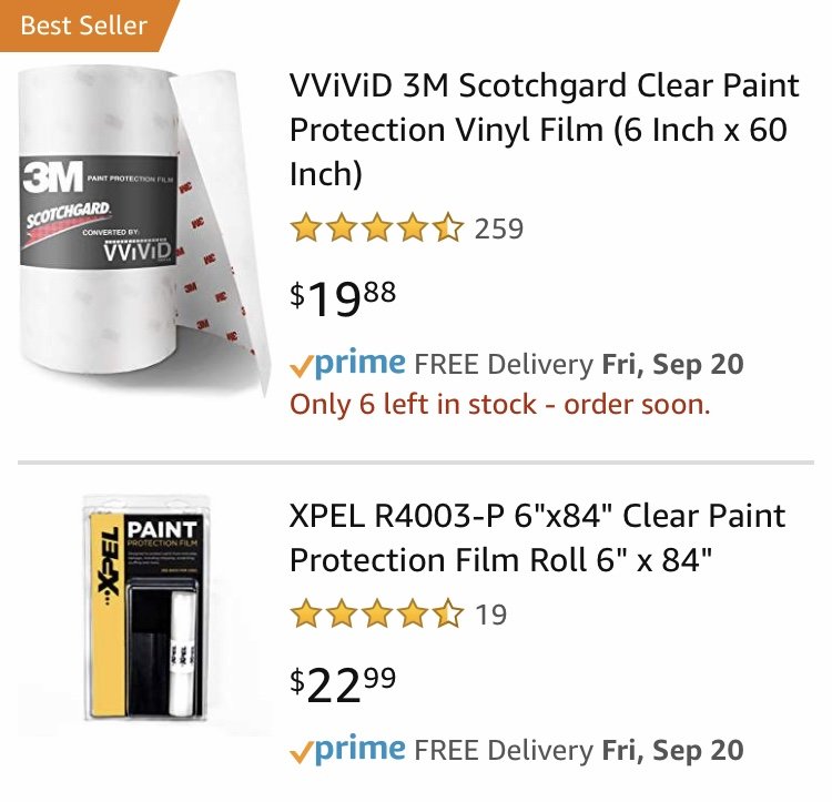 3M Clear Paint Protection Vinyl Film 6 Inch x 60 Inch 