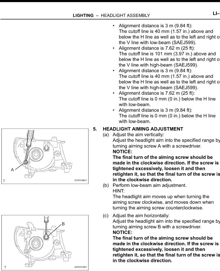 headlight settings