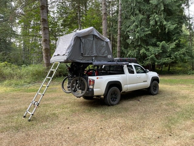 Bed Rack for rooftop tent that will fit a MTB over a tailgate pad ...