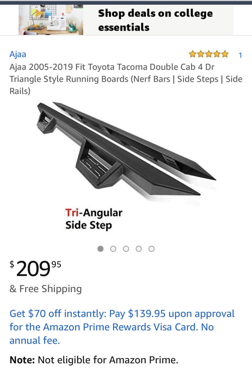 Ajaa 2005-2019 Fit Toyota Tacoma Double Cab 4 Dr Running Boards Triangle Style Nerf Bars | Side Steps | Side Rails