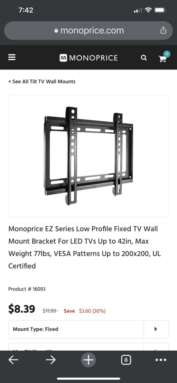 Husky Mount 4 Universal VESA TV Mount Adapters - Extend 200x200 up