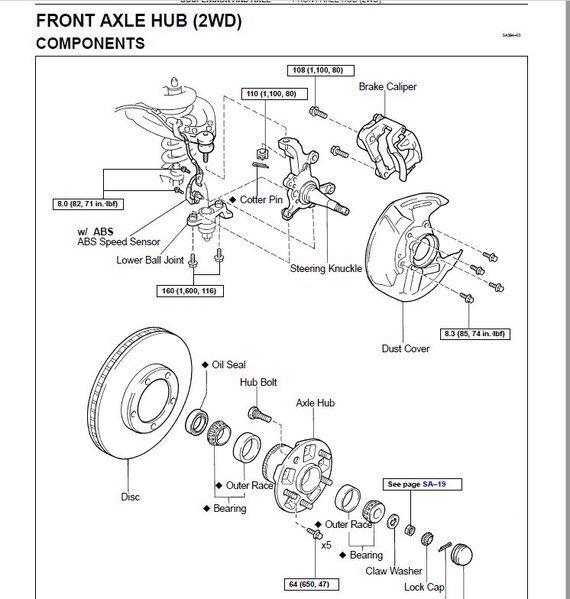 2005 toyota tacoma 4x4 front wheel bearing