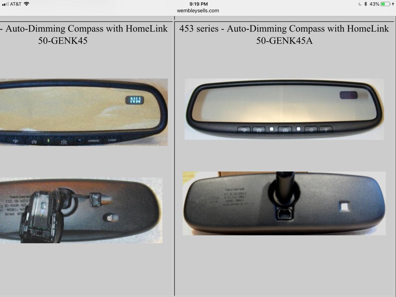 Auto Dimming Mirror Repair - Compass | Backup Display