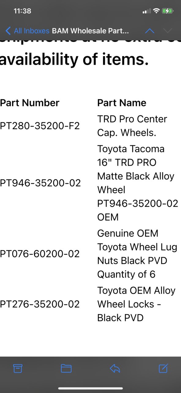 Tacoma TRD Pro Wheels/Center Caps