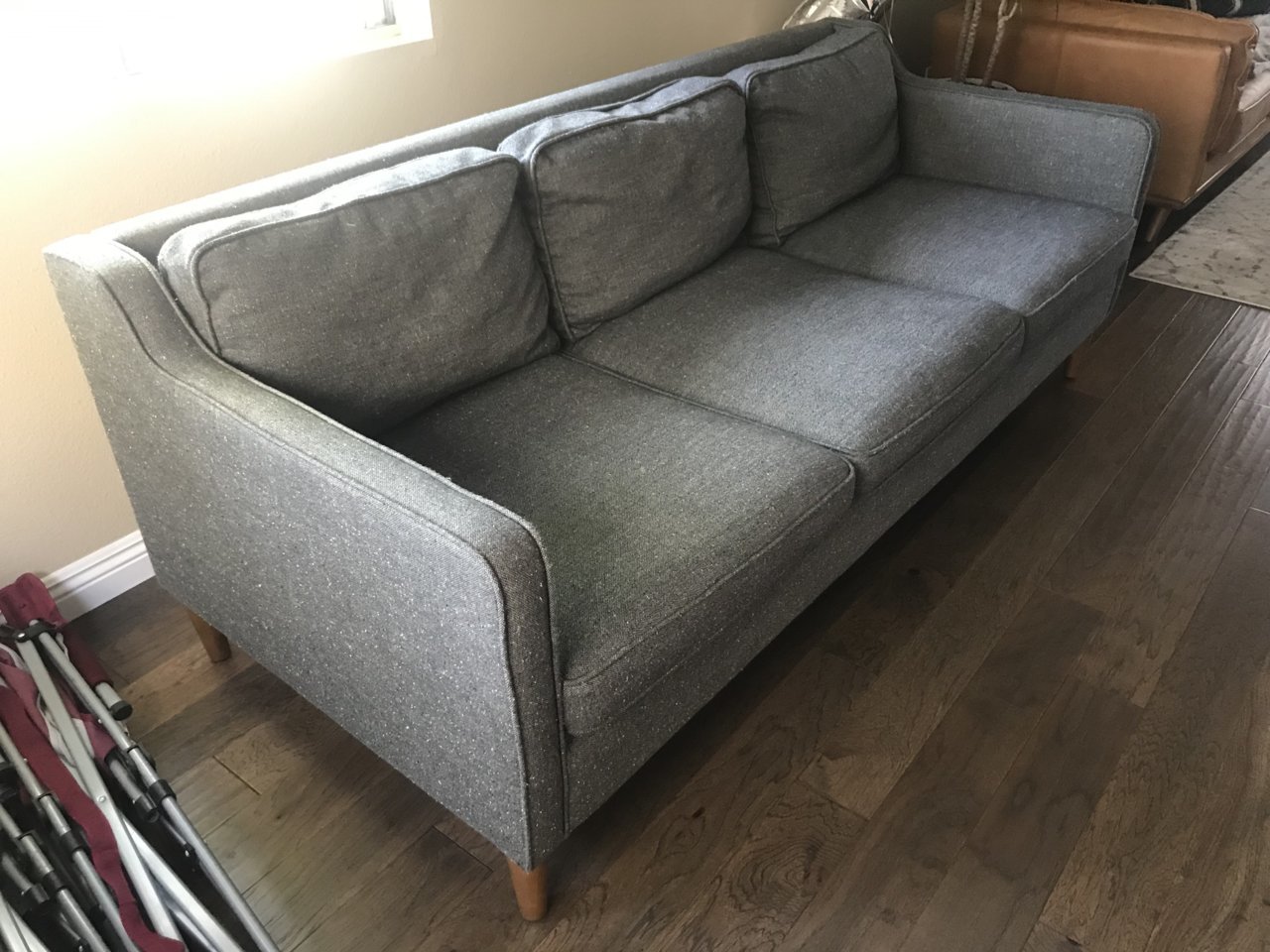 west elm hamilton leather sofa for sale