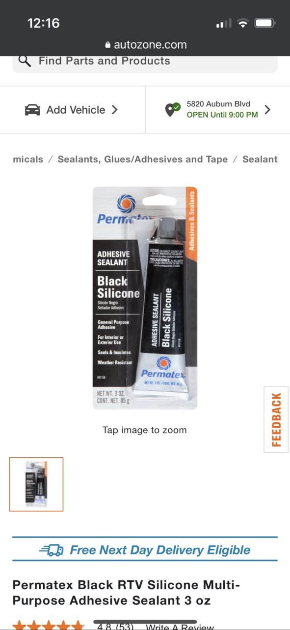 Permatex Black Silicone Adhesive Sealant - 75150