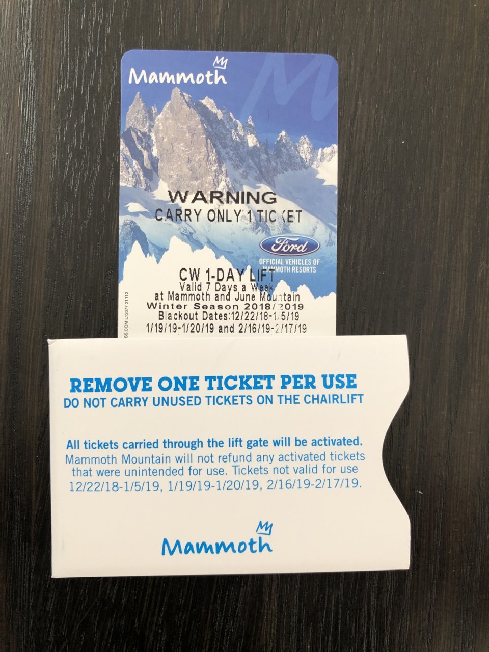 (Update Claimed) Free Mammoth 1 day lift ticket 2019 World