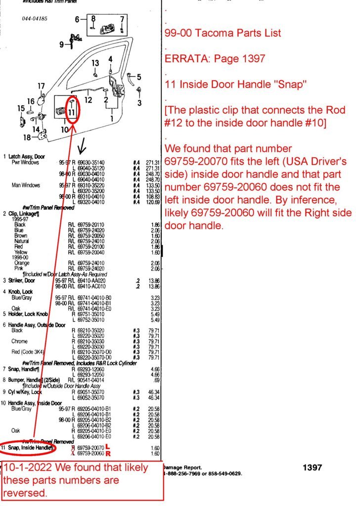 95-00 Tacoma Parts list ERRATA PAGE 1397 Inside Door handle Snap.jpg