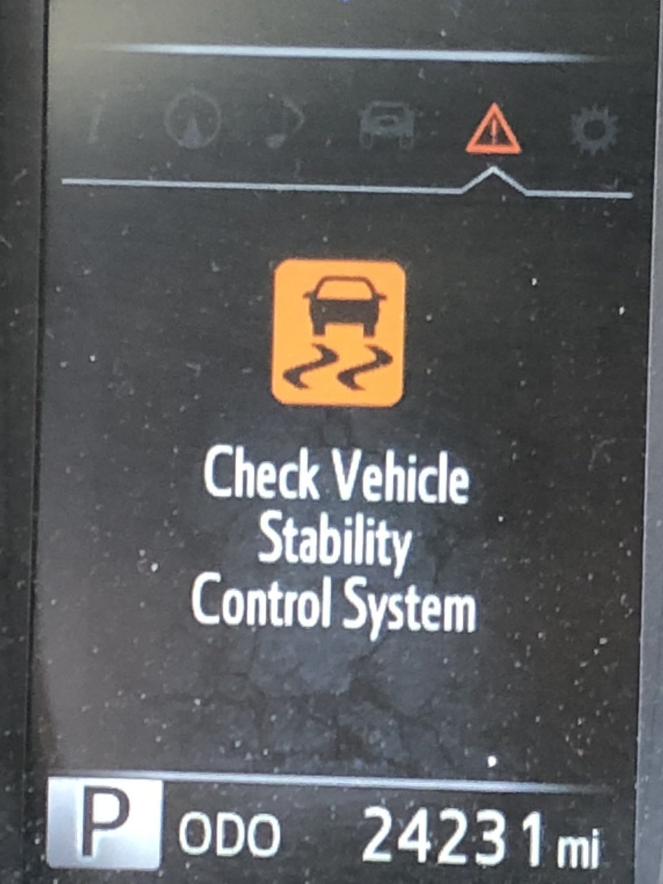 Vehicle stability control system warning