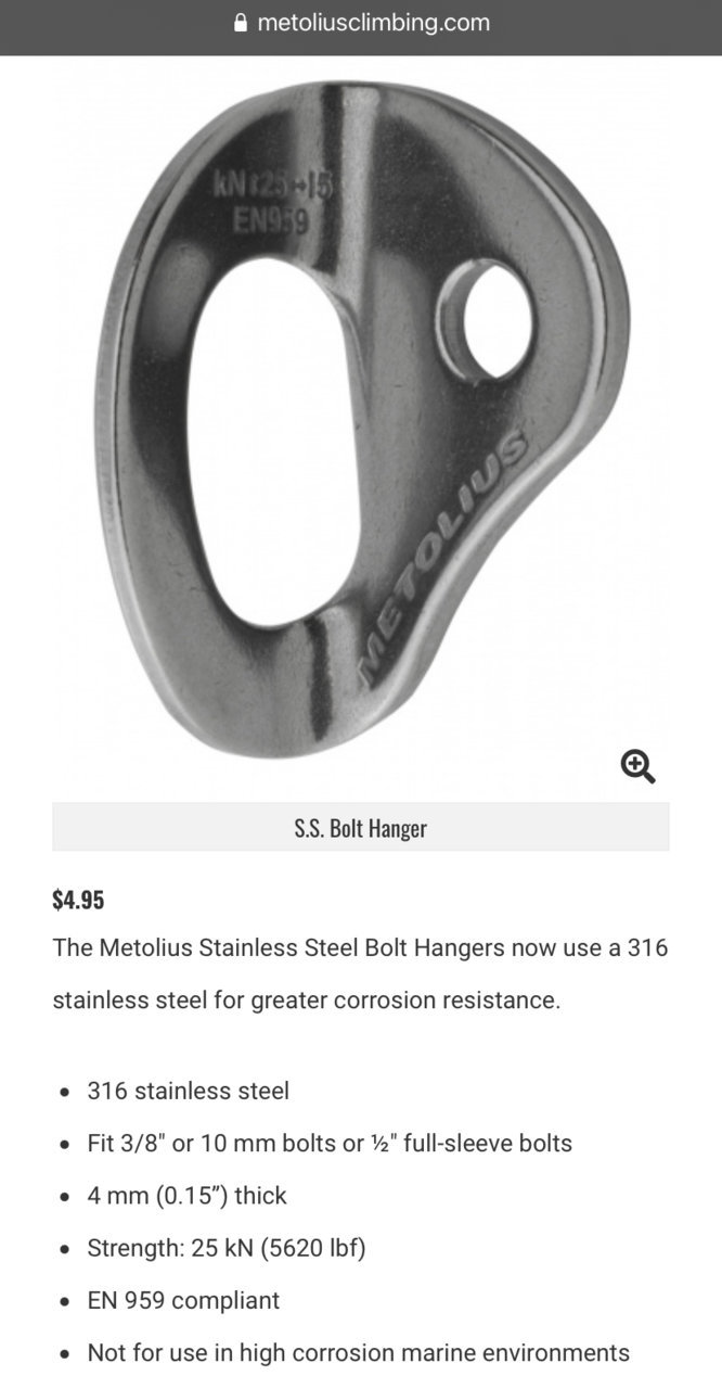 S.S. Bolt Hanger  Metolius Climbing