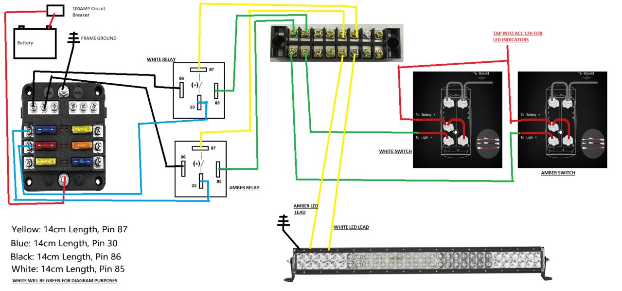 Wiring Amber White 3 Wire LED Bar Help with diagram Tacoma World