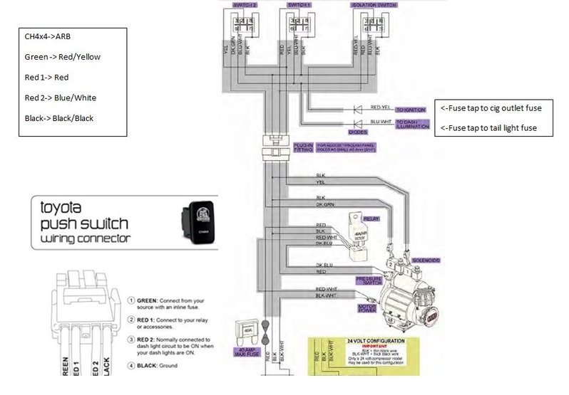 Help wiring ARB CKMA 12 compressor to CH4x4 switch | Tacoma World