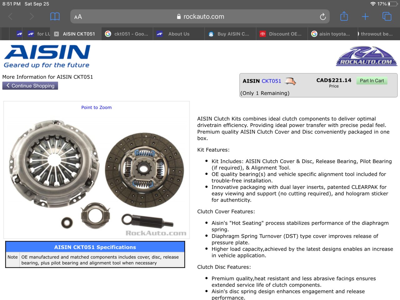 AISIN CKT-050 Kit de embrague