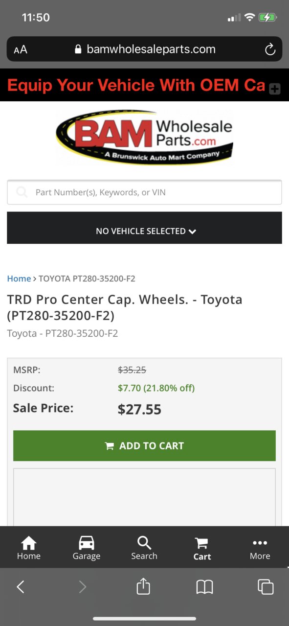 Tacoma TRD Pro Wheels/Center Caps
