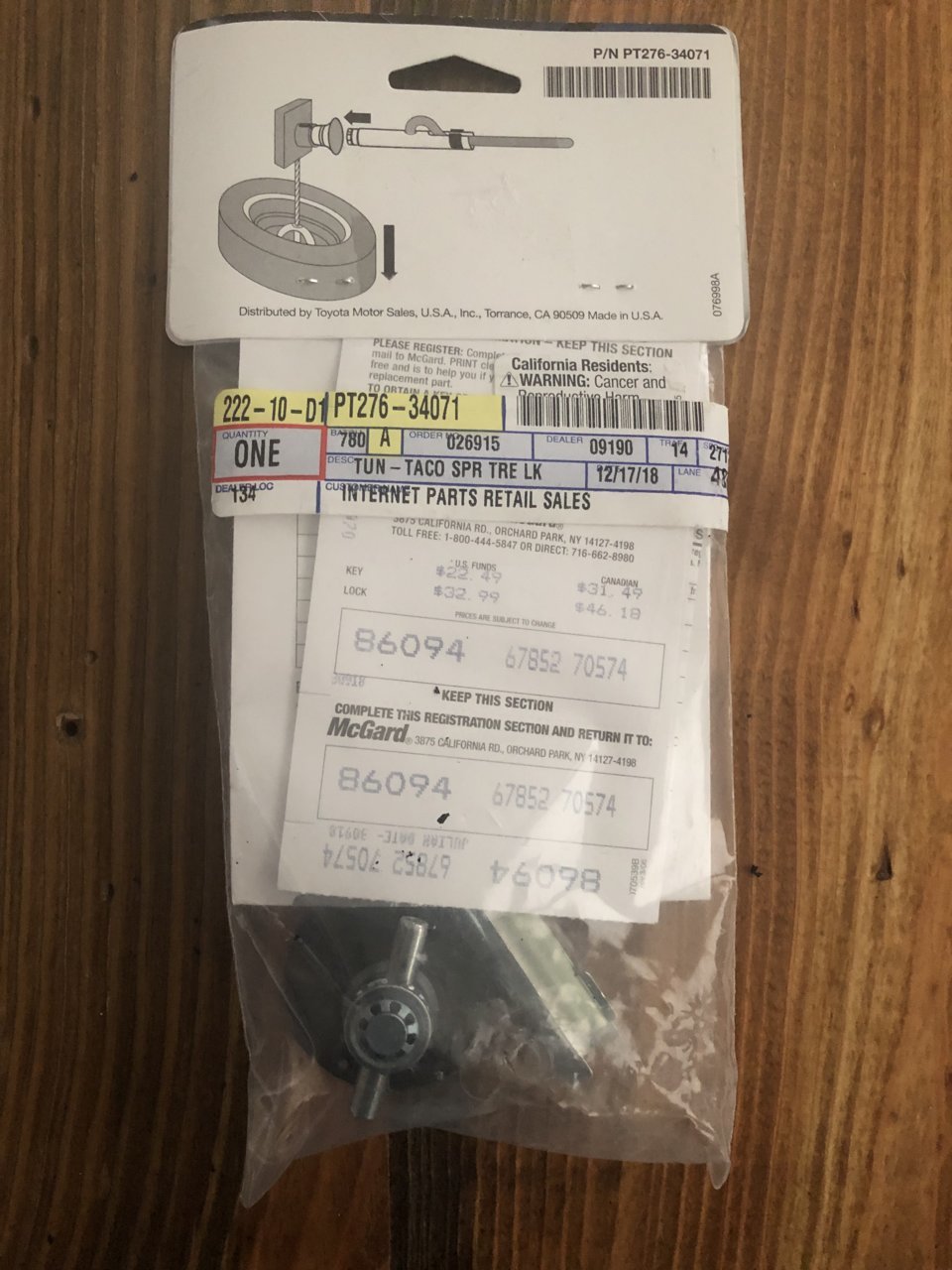 OEM Spare Tire Lock ***SOLD*** | Tacoma World