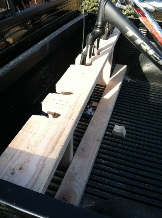 Diy truck bed hot sale bike rack wood