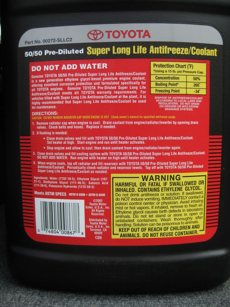 Equivalent Coolant for Toyota Super Long Life?  