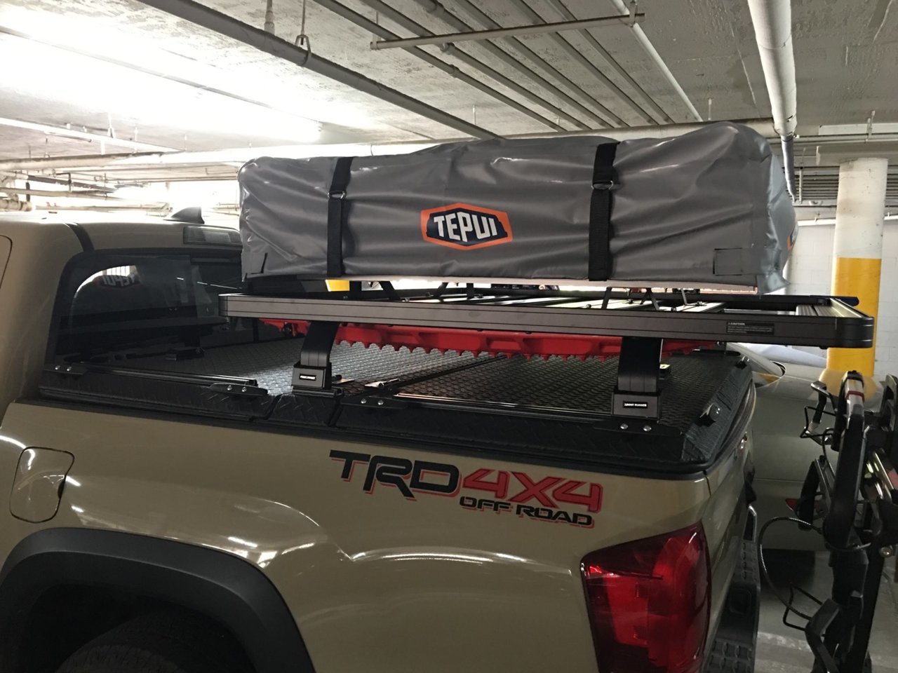 DiamondBack HD Cover opens with bed rack on top - Maxtrax.jpg