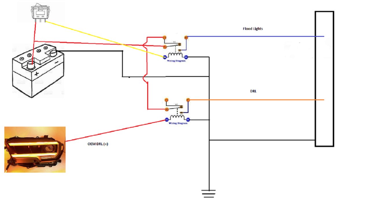 Wiring Rough Country Light Pods with DRL to turn on with DRL lights ...