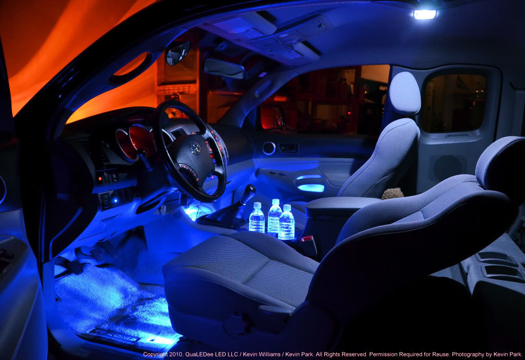 iJDMTOY Ultra Blue USB Plug-in Miniature LED Car Interior Ambient Accent  Lighting Kit