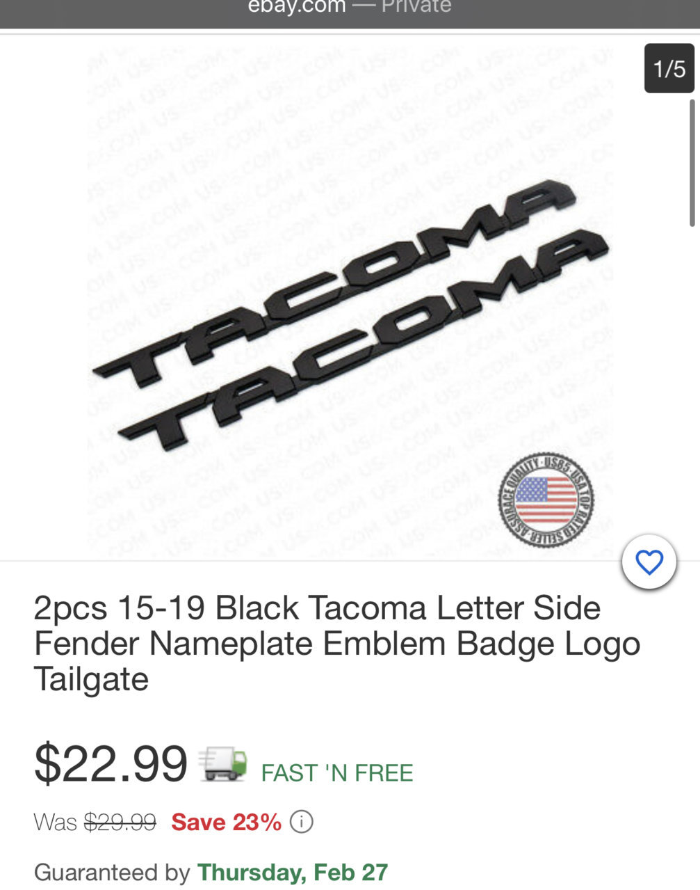 OEM Black Tacoma decal; not Overlay.