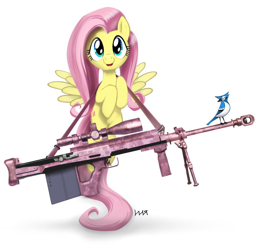 Fluttershy with the Barrett 50..jpg