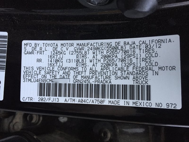 Toyota Differential Identification Chart