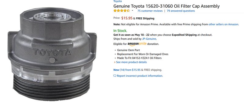 New Genuine Toyota Oil Filter Housing Cap Holder And Cap Plug Auto Parts