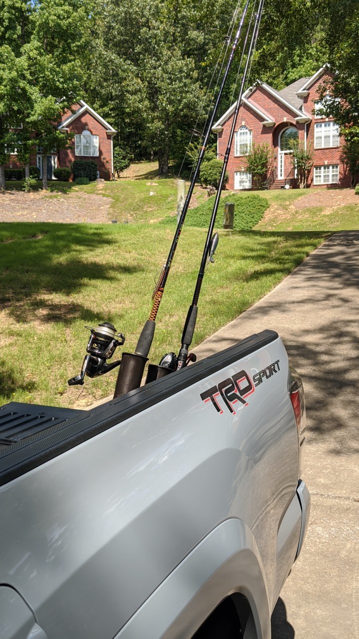 Bed rail mounted fishing rod holder | Tacoma World