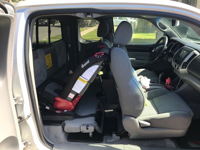 forward facing car seat in single cab truck