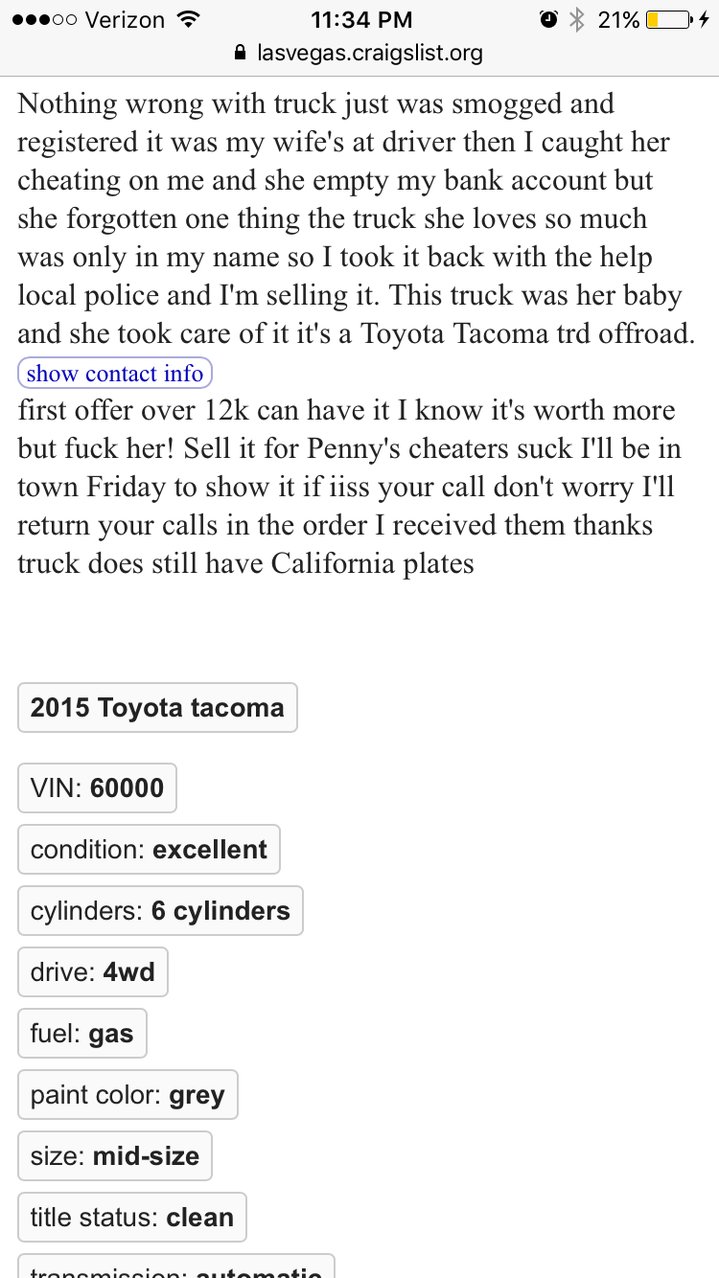 Check out this Craigslist ad | Tacoma World