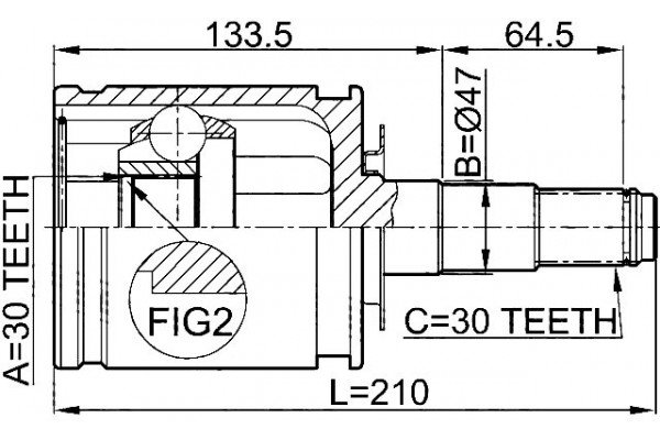 Cv on sale joint dimensions