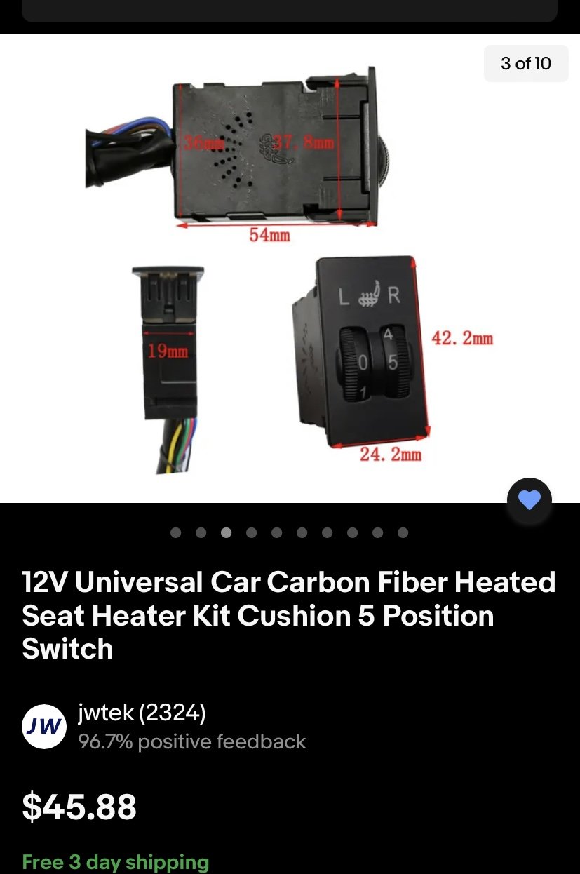 Universal 9 x 18 Carbon Fiber Dual Temp Seat Heater Kit