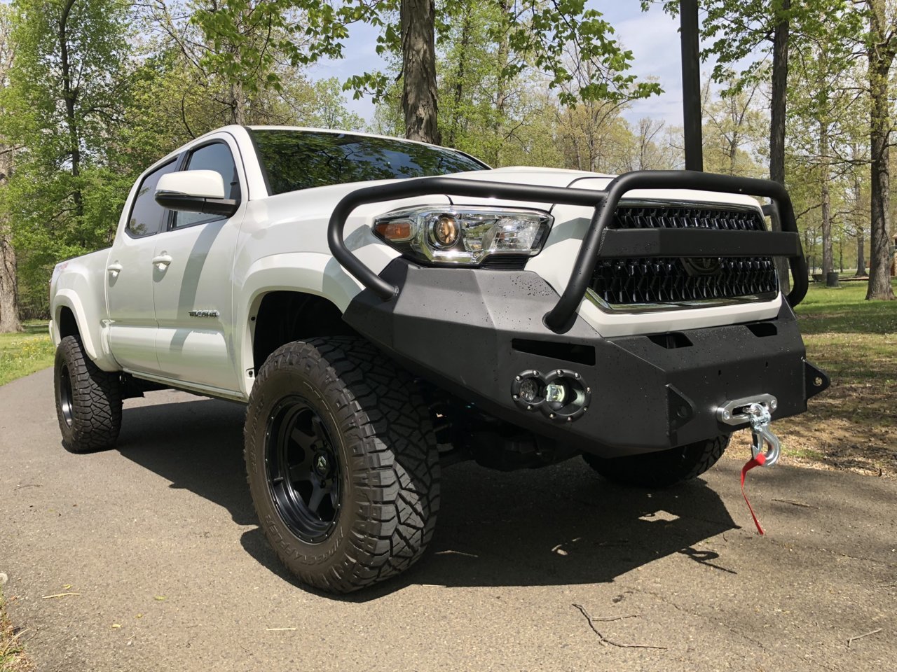 2018 Tacoma winch bumper and grill guard install with front radar ...