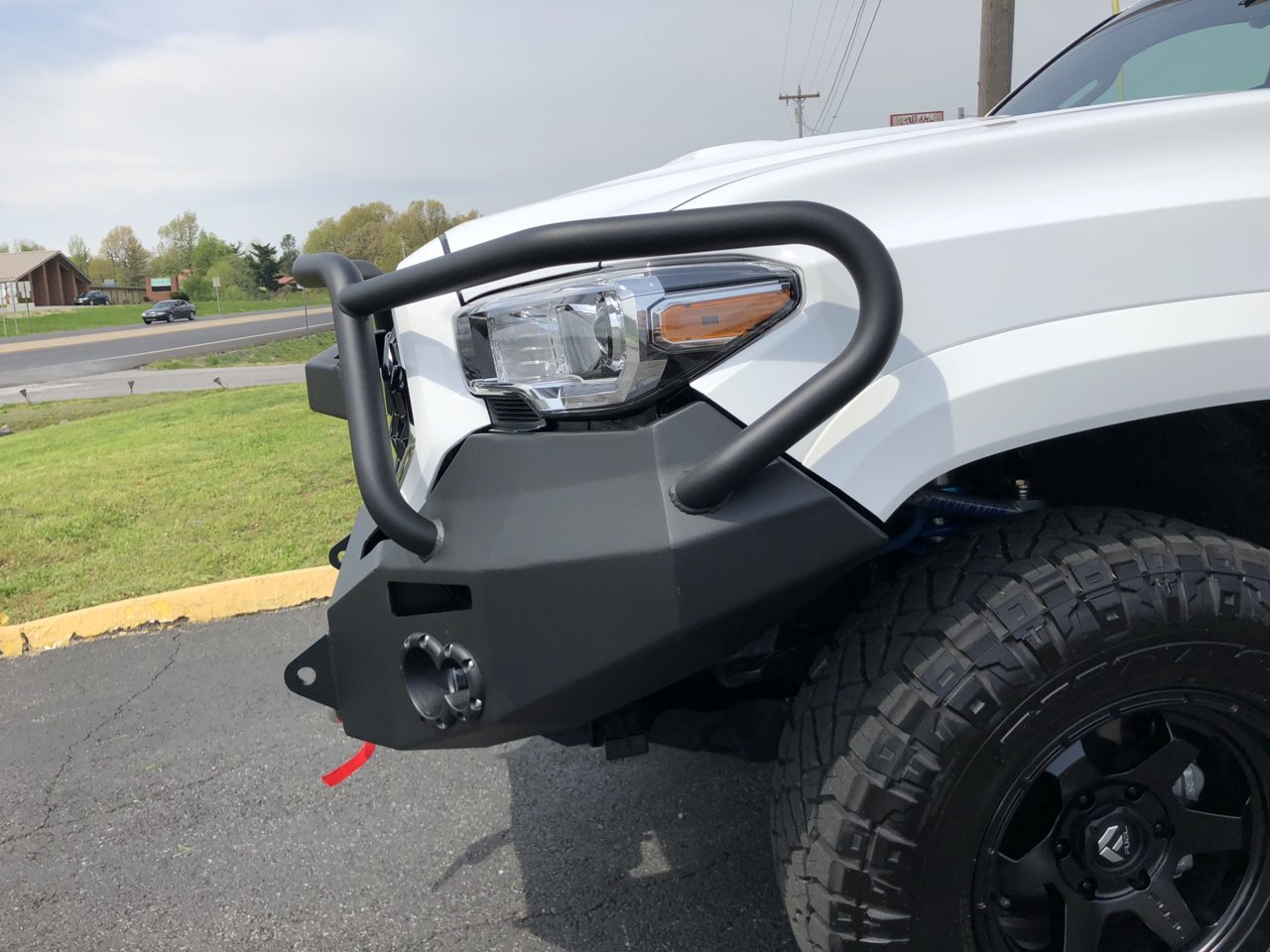 2018 Tacoma winch bumper and grill guard install with front radar ...